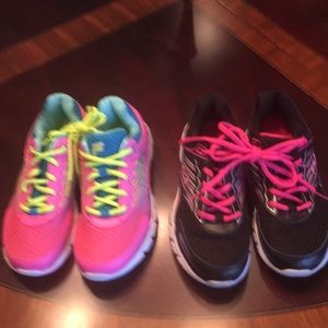 Two pairs Girls Fila Athletic Shoes 3-3.5 Like New